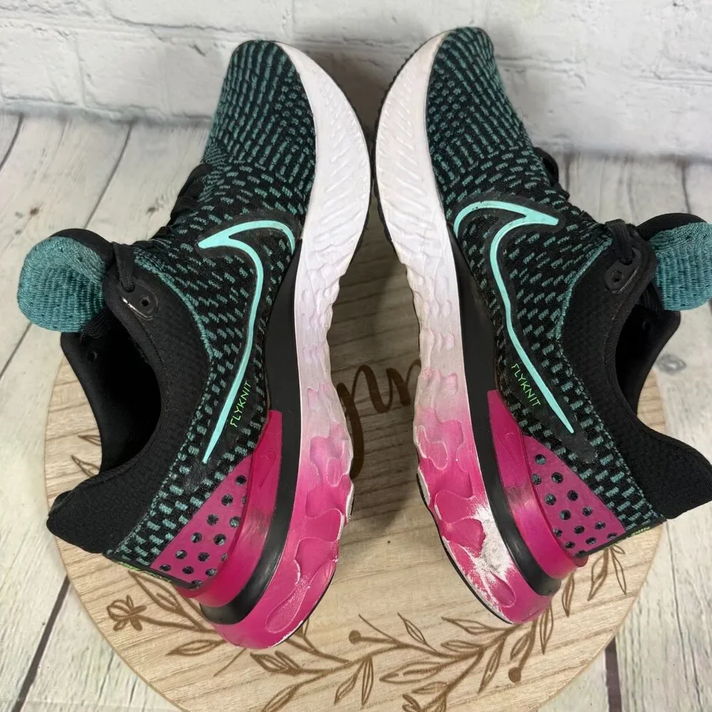 Nike React Infinity Run Flyknit 3 Black Teal Pink Running Shoes Women’s 9
